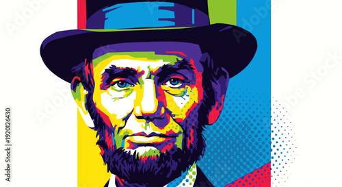 Abraham Lincoln Pop Art Portrait Illustration.