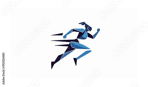 Abstract geometric female runner logo vector symbol isolated on white background