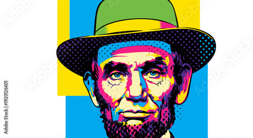 Colorful Pop Art Abraham Lincoln Portrait.