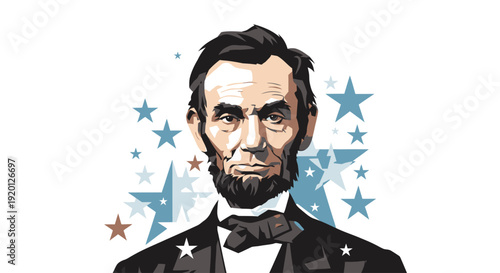 Abraham Lincoln Portrait Illustration with Stars.