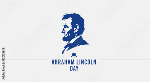 Abraham Lincoln Day Illustration Profile Silhouette Portrait.