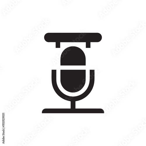 Microphone icon on stand for audio recording and broadcasting