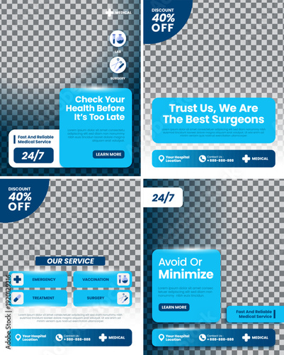 Healthcare and medical surgeons social media post template