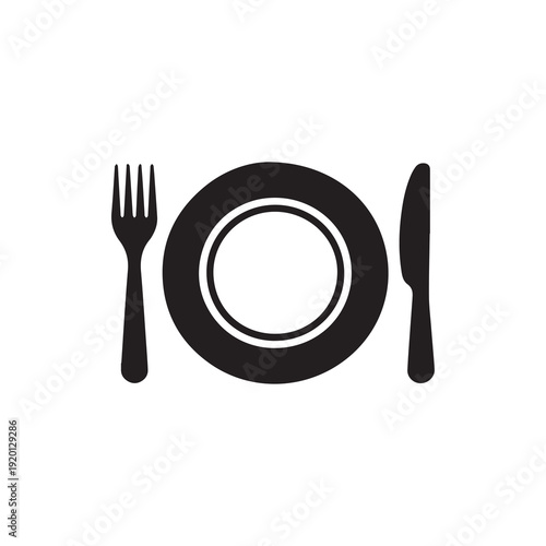 Plate fork knife silhouette icon meal setting