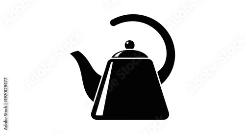 Simple black silhouette of a classic teapot with a curved handle and spout high quality professional