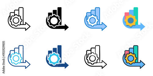 Process Optimization icons set multiple style collection. Editable stroke 
