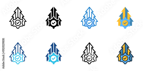 Six Sigma Strategy icons set multiple style collection. Editable stroke 
