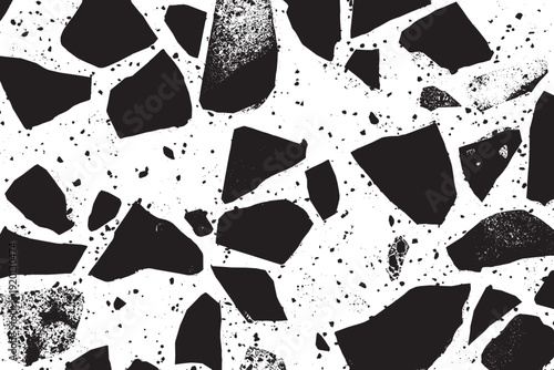 Mosaic pattern, terrazzo floor texture, scattered rough stone fragments of various sizes vector illustration