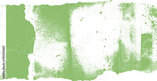 Green distressed texture background with torn edges and scattered dots