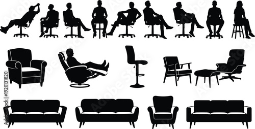 Fruit bowl silhouette illustration featuring watermelon slice, apple, pineapple and berries, fresh healthy food concept, organic nutrition design isolated on white background