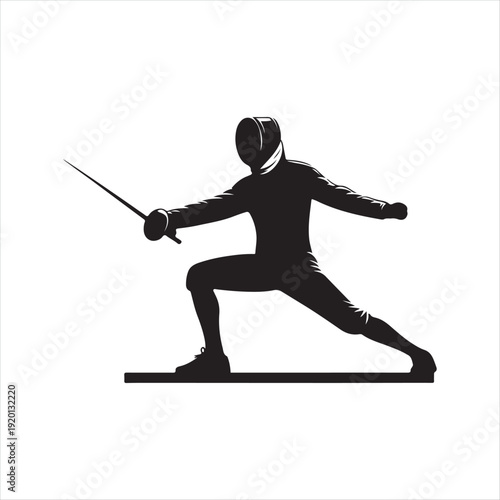 Fencing vector silhouette line art logo design concept illustration