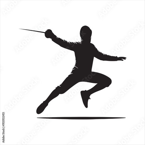 Fencing vector silhouette line art logo design concept illustration