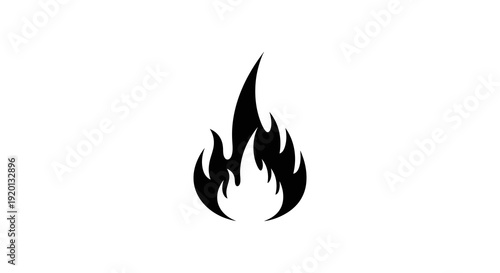 Stylized black flame graphic isolated on a plain white background simple and modern design high quality