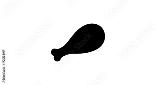 A simple black silhouette of a chicken drumstick against a plain white background high quality professional