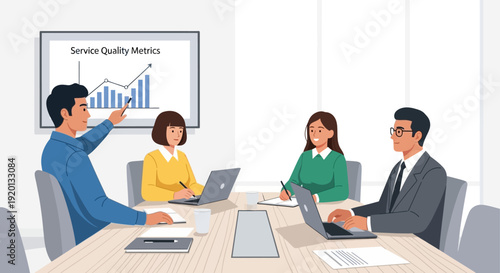 Business Meeting with Diverse Team Analyzing Growth Chart.