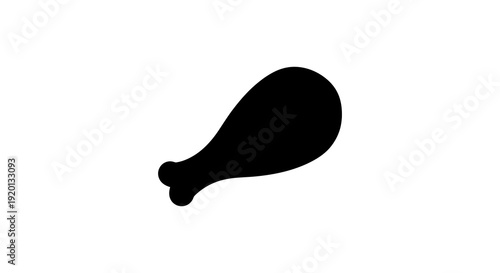 A simple black silhouette of a chicken drumstick against a plain white background high quality professional