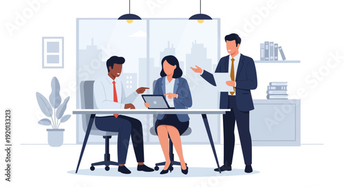 Business meeting with diverse team collaborating effectively.