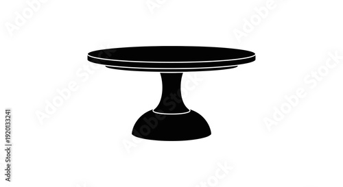 Minimalist black silhouette of a pedestal table with a circular tabletop isolated on white high quality