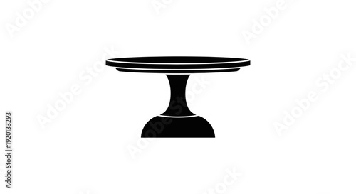 A minimalist black icon depicting a small round pedestal table or stand high quality professional detailed