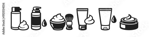 Collection of shaving products and creams for personal grooming and skincare