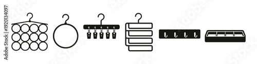 Collection of closet organizers and hangers for clothes and accessories