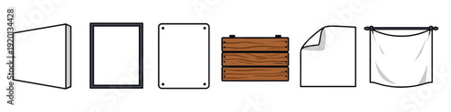 Collection of blank signs and banners for advertising and display purposes