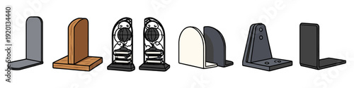 Collection of diverse bookends for organizing shelves and desks