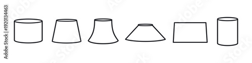 Collection of geometric shapes including cylinders and frustums on a white background