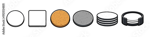 Collection of drink coasters in various shapes, materials, and styles