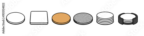 Collection of various drink coasters in different shapes and materials