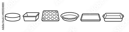 Collection of various baking pans and dishes for culinary preparation and cooking