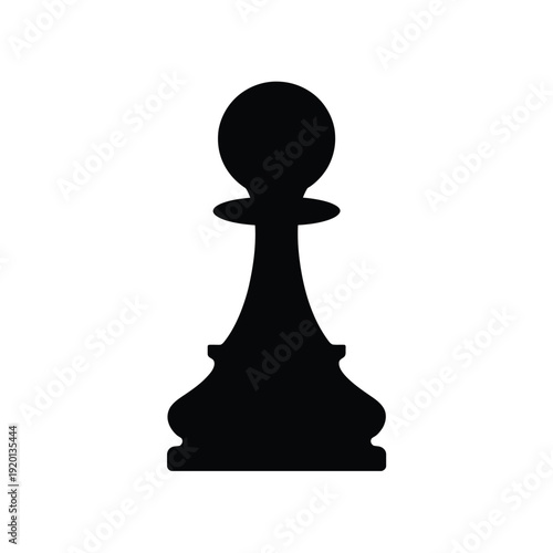 Simple black silhouette of a chess pawn on a white background