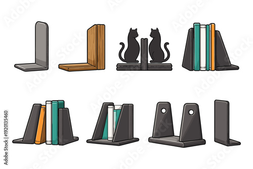 Collection of diverse bookends for organizing shelves and desks with style