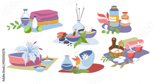 Flat Spa Wellness Still Life Set