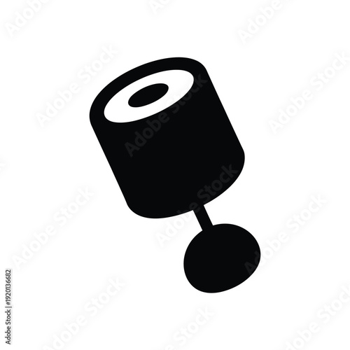 Simple black and white graphic of a push pin or thumbtack icon