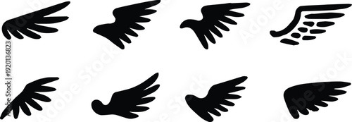 wing icon collection vector silhouettes bird feather shapes pack