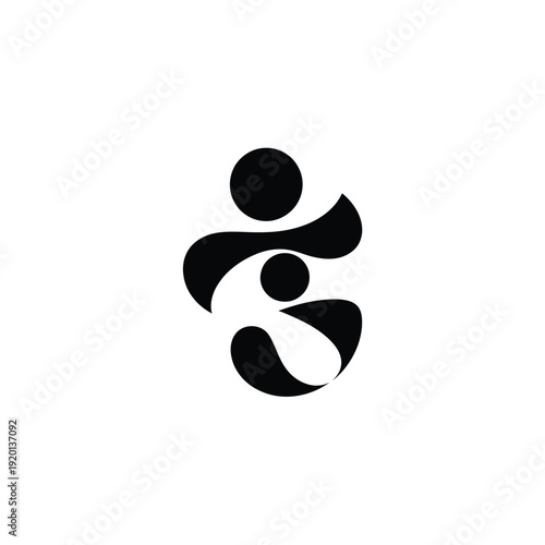 Abstract black silhouette depicting a parent embracing a child