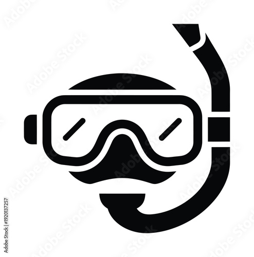 Black vector of a snorkel and diving mask