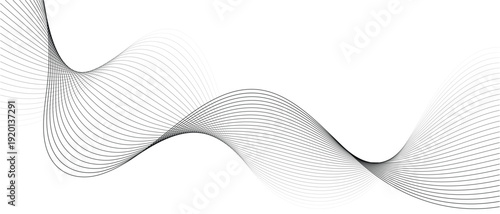 Abstract wave element for design. Twisted curve lines with blend effect. Curved wavy line, smooth stripe. Digital frequency track equaliser. Vector illustration.