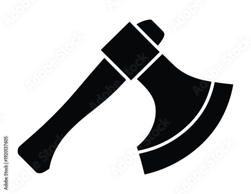 Black vector of an axe with a curved blade and handle