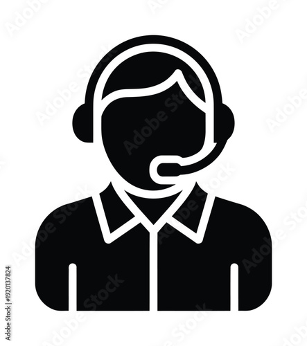 Vector graphic of a customer service agent wearing a headset for communication