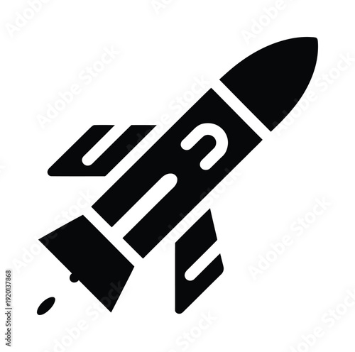 Vector rocket soaring into the sky on a blank background