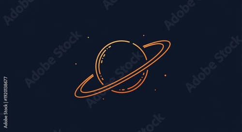 Stunning orange planet with rings in dark space