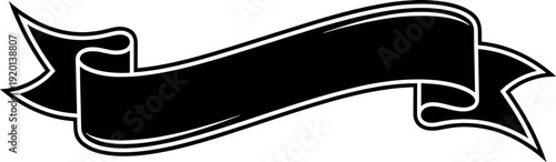 A simple black ribbon banner on a white background for design use