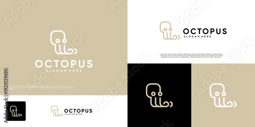 simple octopus logo, unique and creative style, underwater animal, graphic design template.