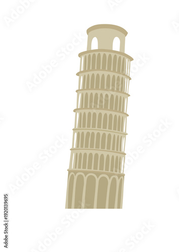 Leaning Tower of Pisa Flat Vector Illustration
