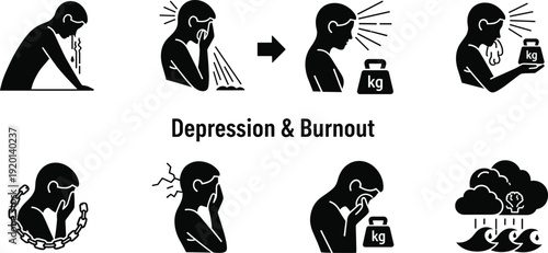 Vector art illustration set featuring fashion girls silhouettes and a business group of women icons for a music party poster or fitness design