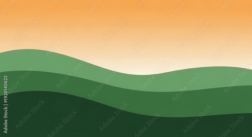 Obraz premium Serene Green Hills with Orange Sky.