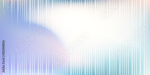 Soft glass ripple gradient in icy pale blue and lavender hues. Delicate reeded texture with frosted distortion effect and minimal vertical blur. Glass texture, vector illustration