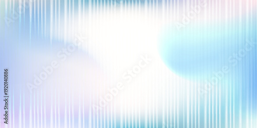 Soft glass ripple gradient in icy pale blue and lavender hues. Delicate reeded texture with frosted distortion effect and minimal vertical blur. Glass texture, vector illustration